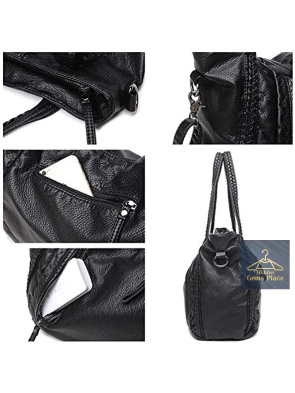 Extra Large Slouchy Hobo Tote Bag Multi-pockets Soft Faux Leather Shoulder Bag